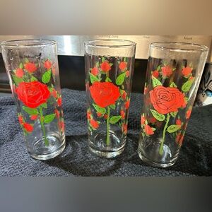 2 Vintage Anchor Hocking Rose glasses. 6”